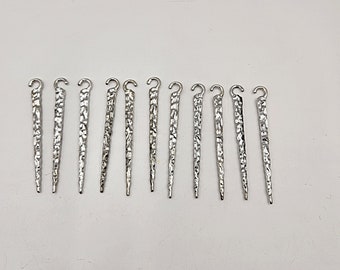 Vintage 1950's - 60's Set of 11 Plastic Silver Colored Icicles for the Christmas Tree