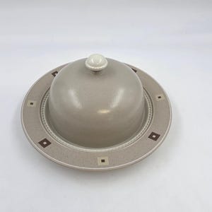Vintage Mikasa Stone Craft CF 308 Penthouse Round Butter Dish With Lid