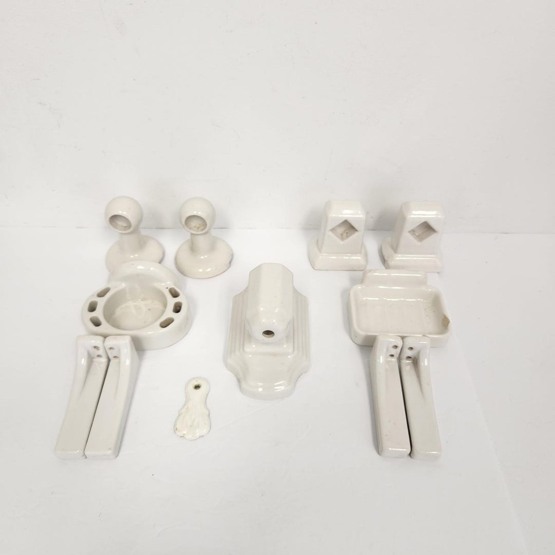 Vintage 1920's White Porcelain Bath Fixtures - Light - Toothbrush ...