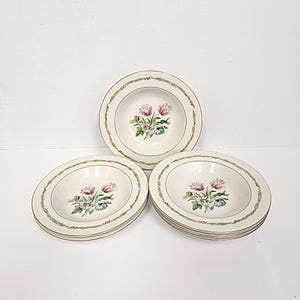 Vintage Theodore Haviland New York Set mit 6 Gartenblumen umrandeten Suppenschüsseln