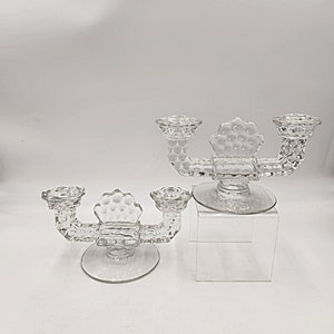 Vintage 1940&#39;s Set of 2 American Fostoria - Double Candle Holders - 2 Sets Available