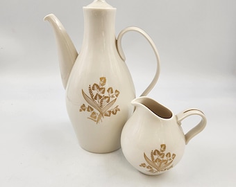 Vintage Castleton China Golden Meadow Coffee or Tea Server and Creamer