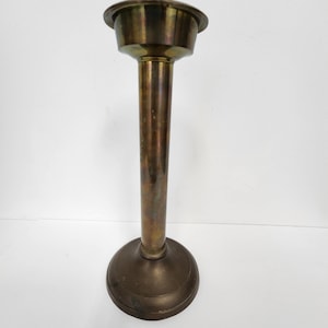 Vintage 1960&#39;s - 70&#39;s Solid Brass 14 1/4 Inch Single Candle Holder - Stick