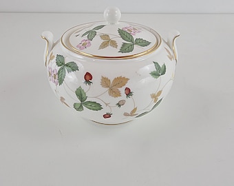 Sucrier couvert fraises des bois Wedgwood vintage