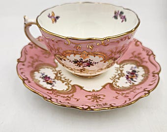 Ensemble tasse à thé et soucoupe Osborne 9291 rose Coalport