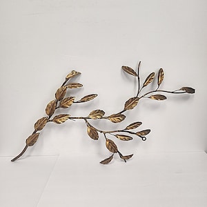 Vintage Mid Century Modern Gold Tone Metal Leaf Wall Hanging - Decor