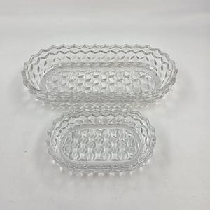 Vintage American Fostoria Set of 2 Oblong Relish - Pickle or Olive Bowls - Boats