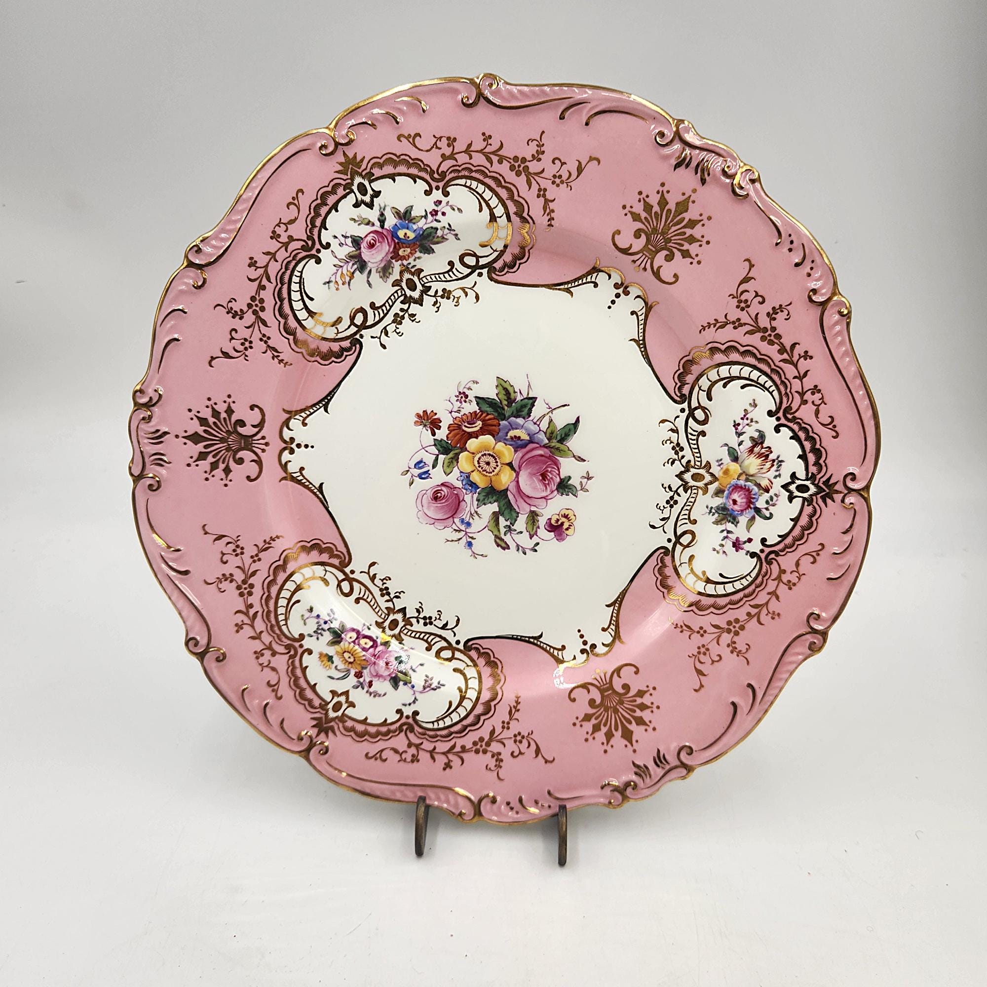 Vintage Coalport Pink Osborne 9291 Bone China 10 1/2 Inch Dinner