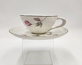 Vintage 1960&#39;s Sango Dawn Rose China Coffee or Teacup and Saucer - 4 Sets of 2 Sets Available