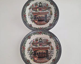 Vintage Royal Stafford Hearth and Holly Set of 2 Cream Soup Bowls