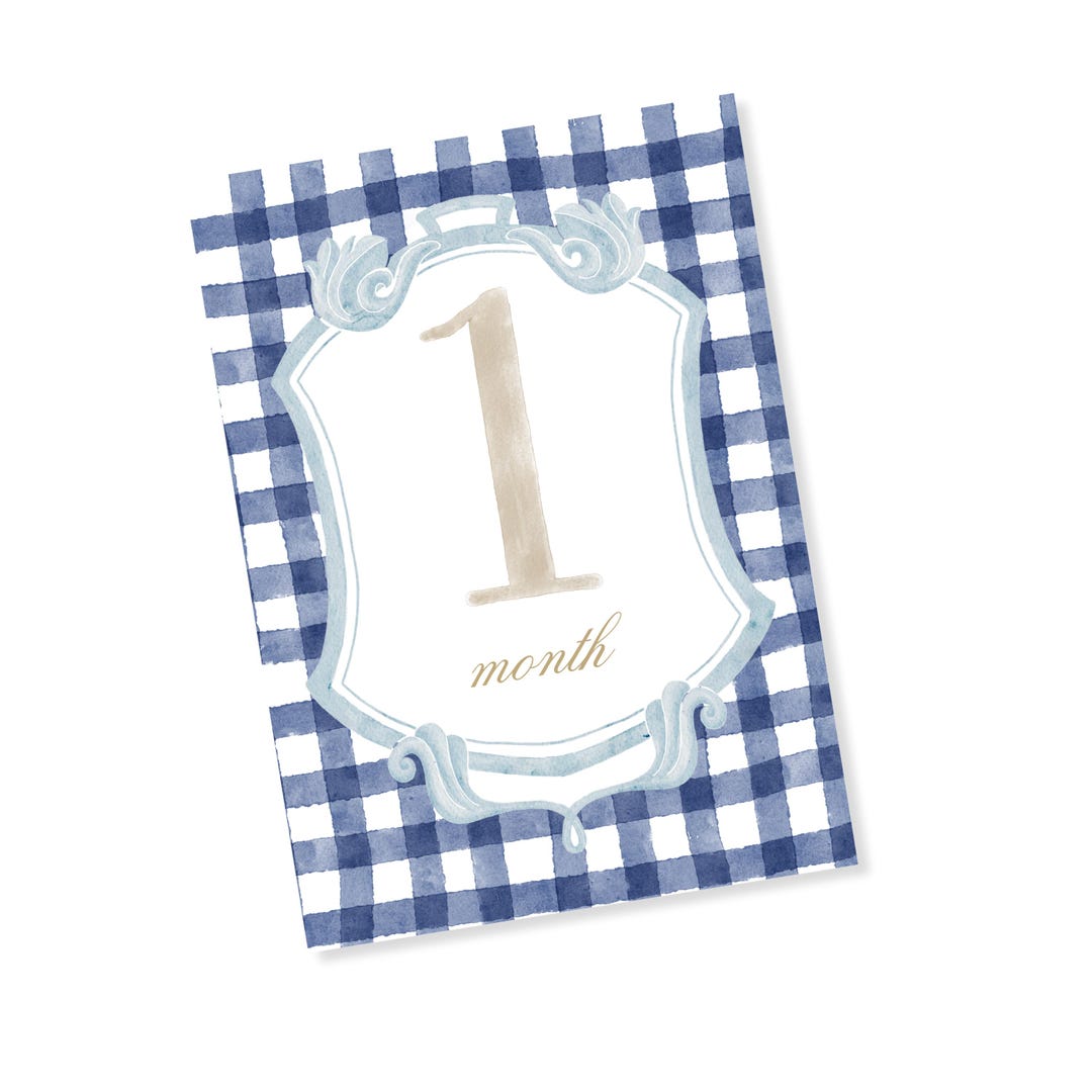 Baby Boy Blue Monthly Milestone Cards, by the Month Baby Photos ...