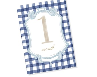 Baby Boy Blue Monthly Milestone Cards, By the Month Baby Photos, Newborn Milestones, Baby Boy Gift, Baby Shower Gift, Blue Milestone Markers
