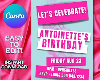 Marie Antoinette Birthday Invitation