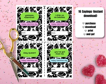 Teen Valentine, Pre Teen Slang Valentine's Day Cards, Funny Printable Valentines, Digital Valentine, Kid School Valentine