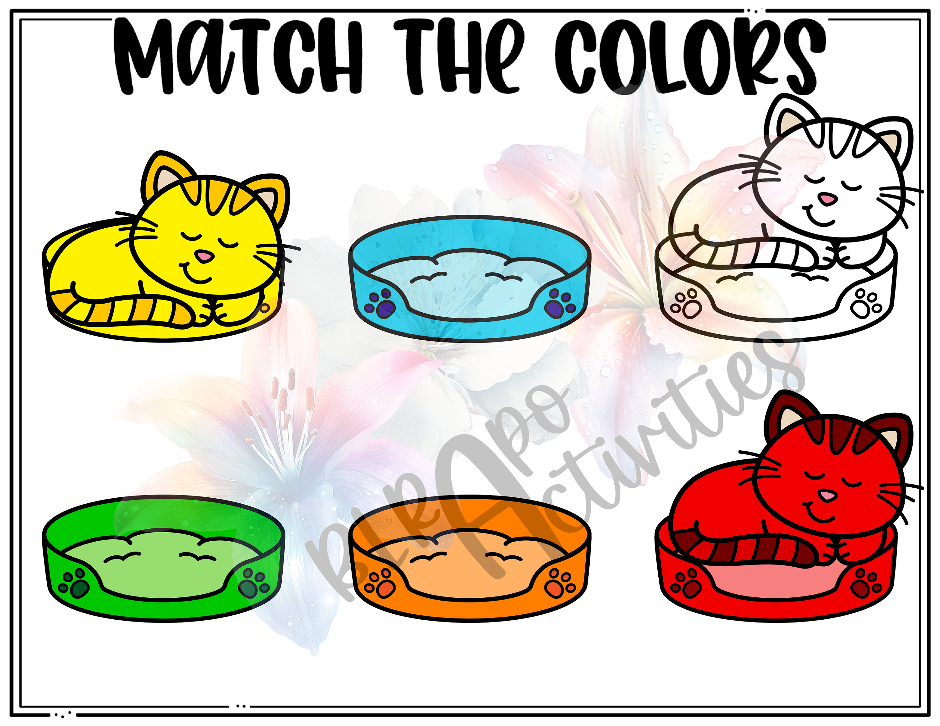 Color Matching Cats Activity Mat - Etsy