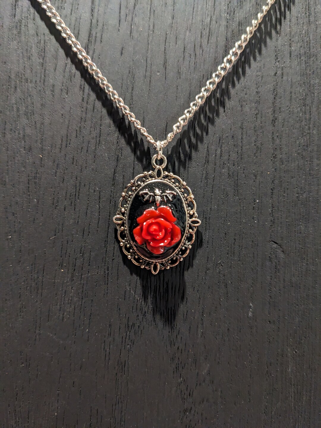 Bat With Red Rose - Etsy