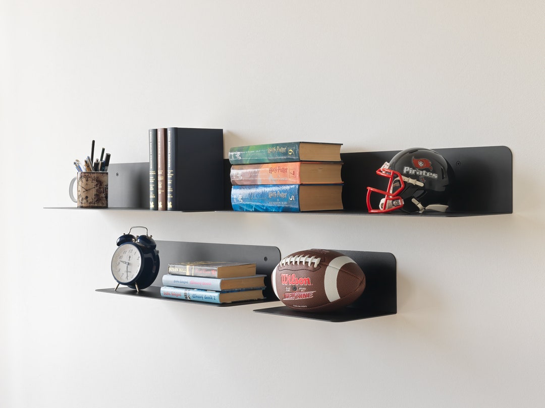 Black Metal Wall Shelf Floating Bookshelf Minimalist Bookshelves