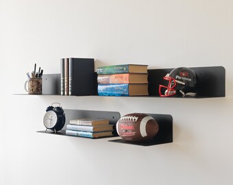 Black Metal Wall Shelf | Floating BookShelf | Minimalist BookShelves | Minimalist Shelves | Heavy Duty Shelves | Industrial Display Shelf