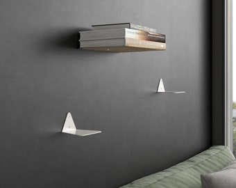 Small Floating Shelf HYTRI© | Invisible Floating Metal Hidden BookShelf | Heavy Duty Wall Shelf | Small Metal Shelve for Walls with Magnet