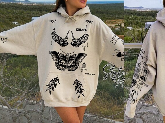 Butterfly Style Tattoo Hoodie Unisex Etsy