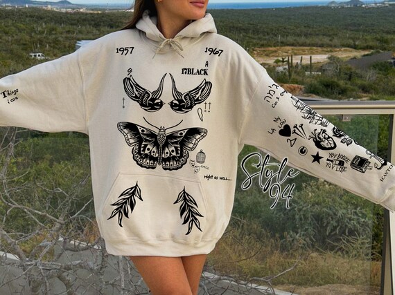 Butterfly Style Tattoo Hoodie Unisex Etsy