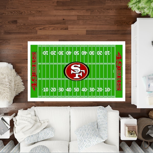 Tapis de football américain, San Francisco 49ers, Tapis pour chambre d'enfant, Tapis personnalisé, Tapis San Francisco 49ers, Tapis de football, Décoration sportive, Carpette