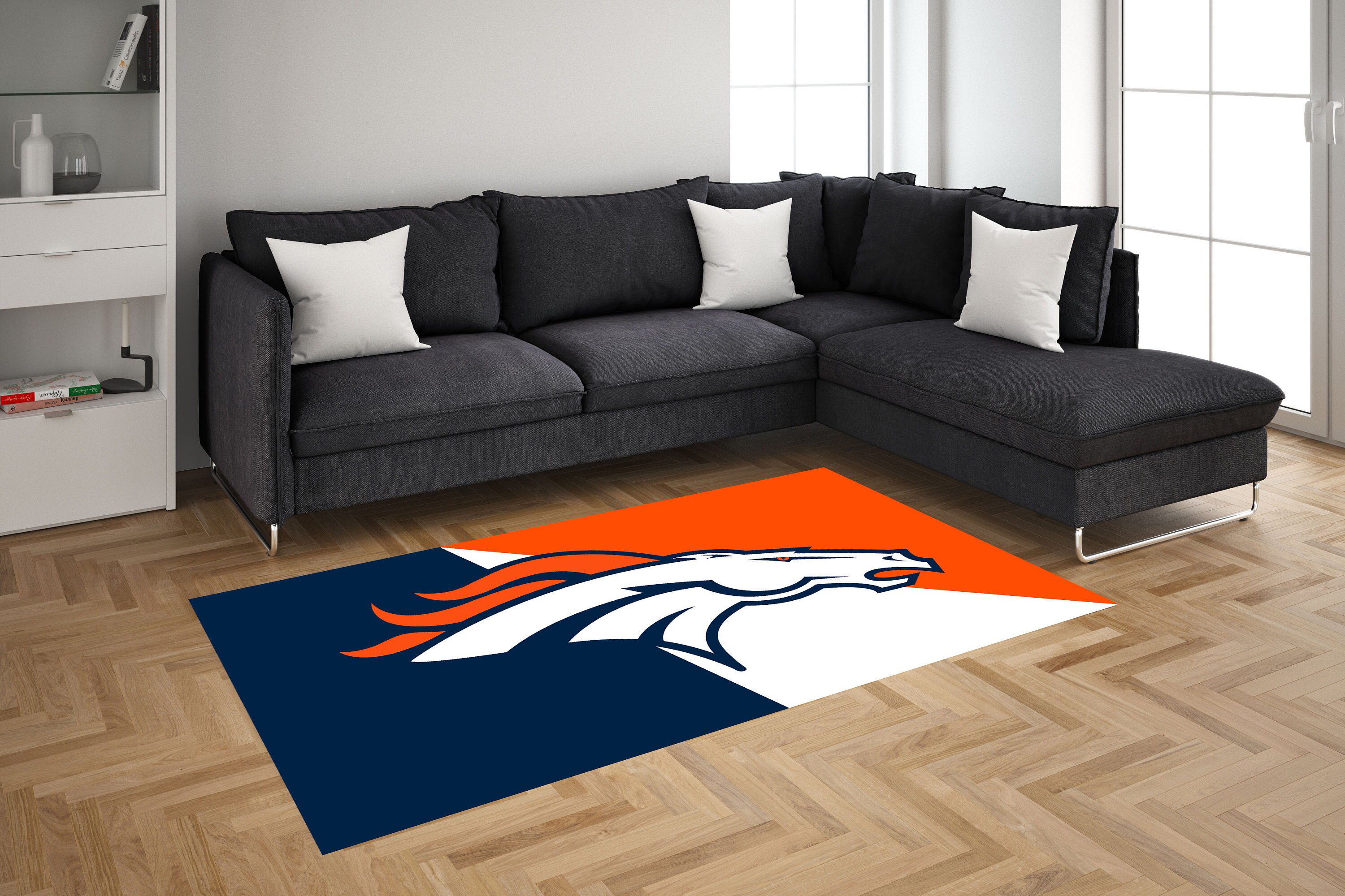 【rug】BRONCOS NFL アメフト チーム DENVER ラグ マット American Football Rug, Denver Broncos, Kids Room Rug, Personalized