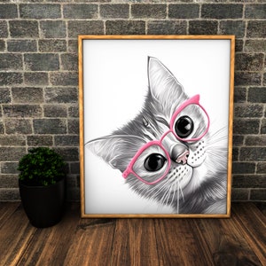 Cat Printable Wall Art, Cat Wall Art, Cat Wall Decor, Printable Wall Art Animal, Kids Room Decor, Office Wall Decor, Home Decor