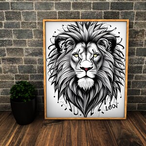 Lion Printable Wall Art, Lion Wall Art, Lion Wall Decor, Printable Wall Art Animal, Kids Room Decor, Office Wall Decor, Home Decor