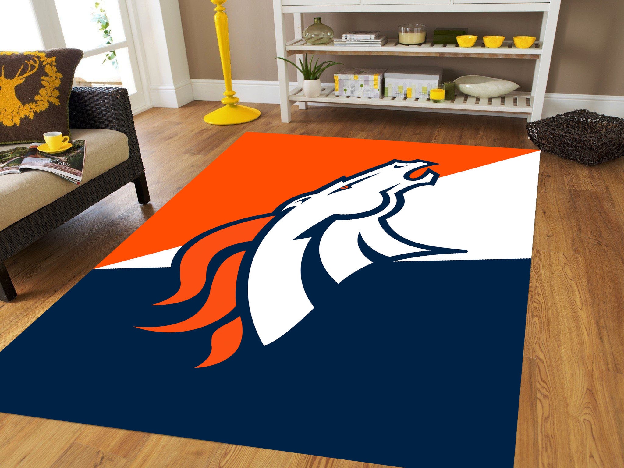 American Football Rug, Denver Broncos, Kids Room Rug, Personalized
