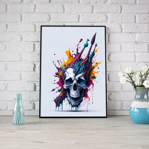 Skull Wall Art, Skull Prints Art, Printable Wall Art, Gothic Art, Skull Poster, Home Decor, Cool Prints, Skull Painting