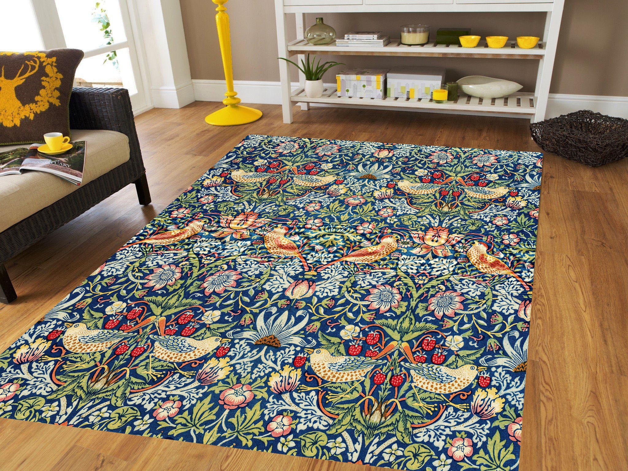 Stawberry Rug William Morris Strawberry Thief Rug, Art Nouveau Floral Rug - Etsy