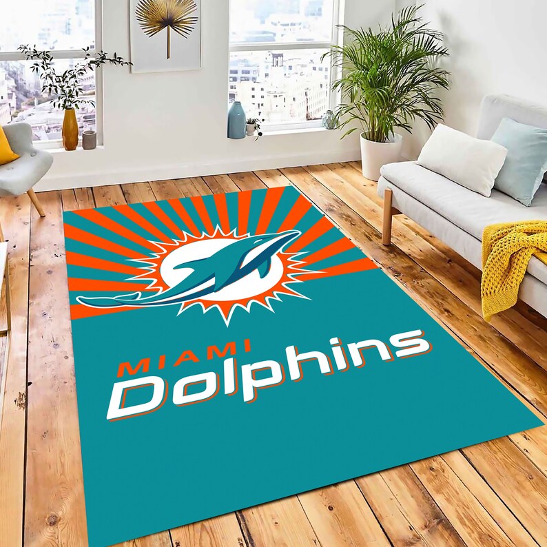 Miami Dolphin Rug Miami Dolphins Rug, American Football, Sports Decor - Etsy