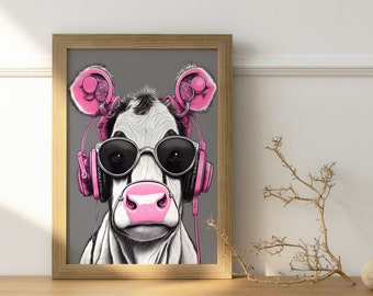 Cow Printable Wall Art, Cow Wall Decor, Cow Wall Art, Printable Wall Art Animal, Kids Room Decor, Office Wall Decor