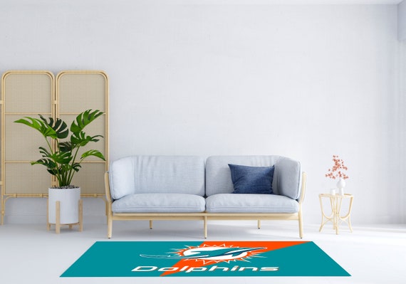 Miami Dolphins Rug, Sports Decor, Game Room Rug - Etsy