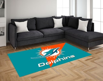 Miami Dolphins Rug, Sports Decor, Game Room Rug - Etsy