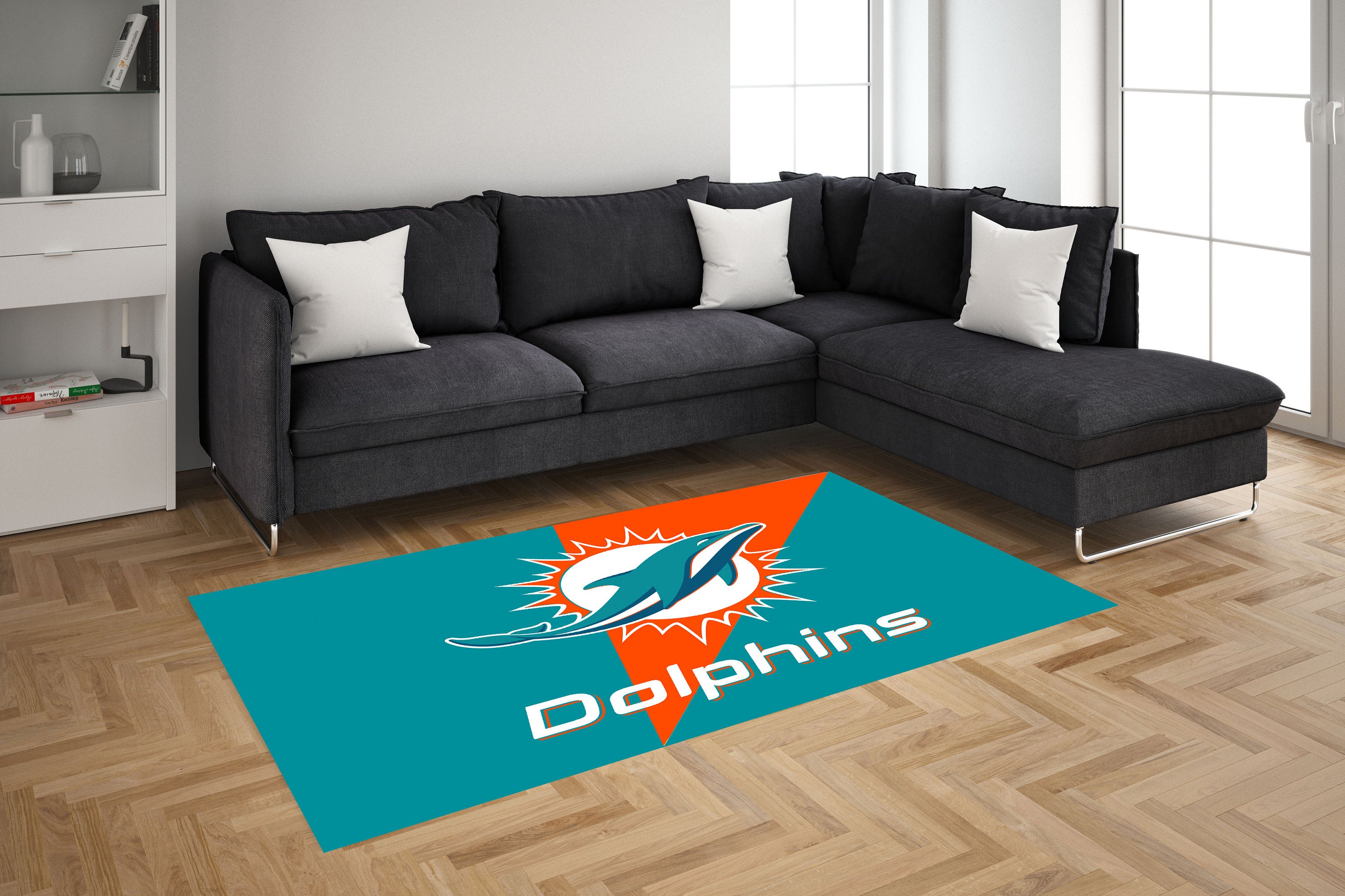 Miami Dolphins Rug, Sports Decor, Game Room Rug - Etsy