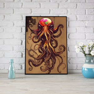 Octopus Printable Wall Art, Octopus Wall Art, Wall Decor, Printable Wall Art Animal, Kids Room Decor, Office Wall Decor, Home Decor