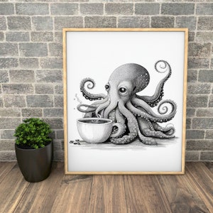 Octopus Printable Wall Art, Octopus Wall Art, Wall Decor, Printable Wall Art Animal, Kids Room Decor, Office Wall Decor, Home Decor