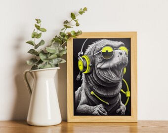 T-Rex Printable Wall Art, Dinosaur Wall Decor, T-Rex Wall Art, Printable Wall Art Animal, Kids Room Decor, Office Wall Decor