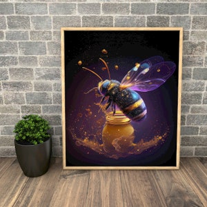 Bee Printable Wall Art, Bee Wall Art, Wall Decor, Printable Wall Art Animal, Kids Room Decor, Office Wall Decor, Home Decor