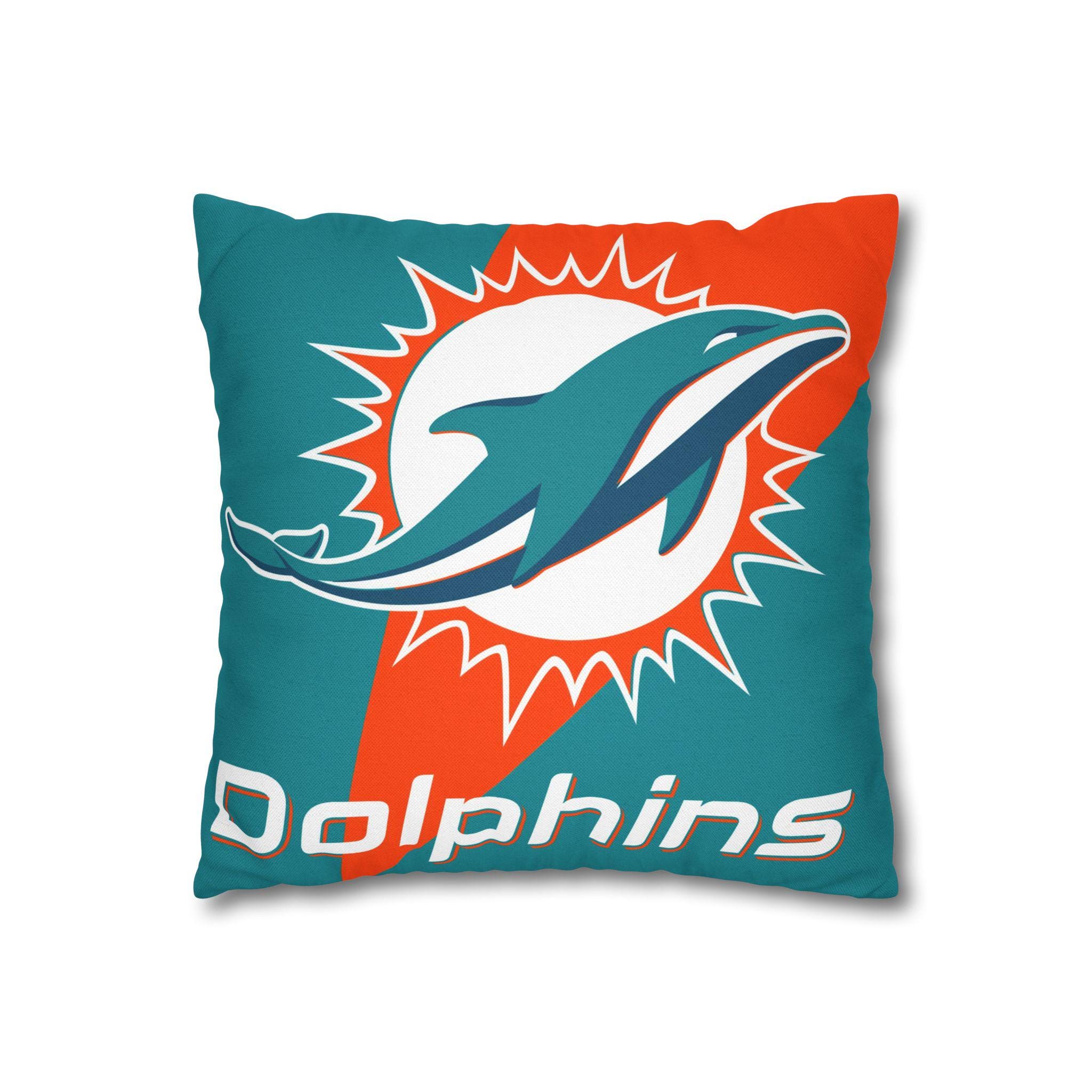 Discover Miami Dolphins Throw Pillow, American Football Pillow, Game Day Gift