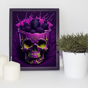 Skull Wall Art, Skull Prints Art, Printable Wall Art, Gothic Art, Skull Poster, Home Decor, Cool Prints, Skull Painting