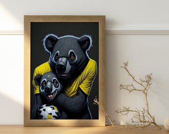 クマのプリント可能な壁アート、クマの壁飾り、クマの壁アート、プリント可能な動物の壁アート、子供部屋の装飾、オフィスの壁飾り、家の装飾
