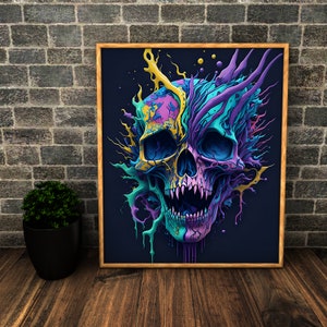 Skull Wall Art, Skull Prints Art, Printable Wall Art, Gothic Art, Skull Poster, Home Decor, Cool Prints, Skull Painting