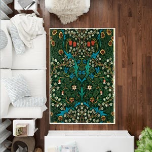 William Morris&#39;s (1834-1896) Tulip Pattern Rug, Art Rug, Art Nouveau Rug, Flower Pattern Rug, Living Room Rug, Personalized Rug, Area Rug