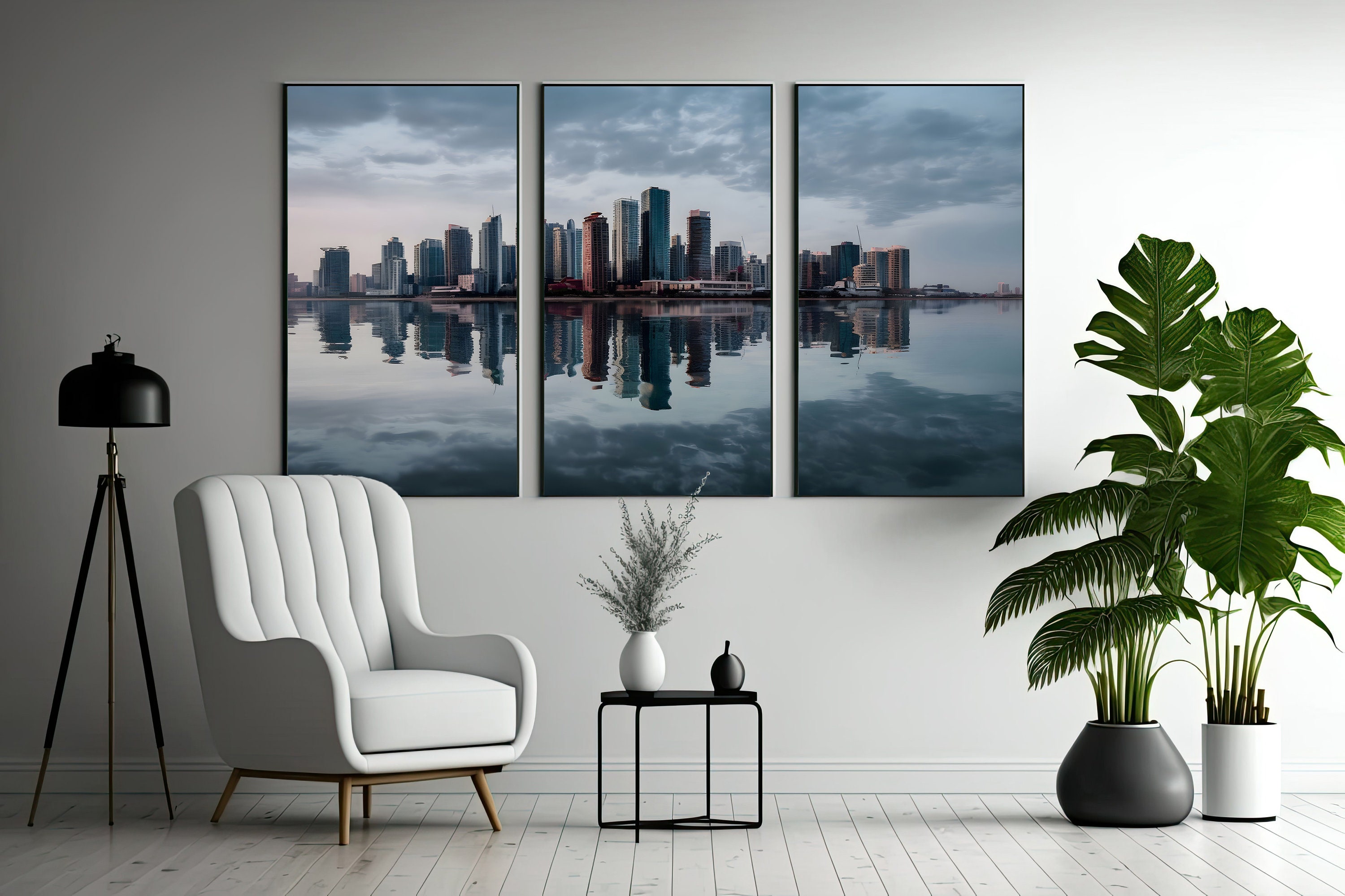 Set of 3 City Skyline Wall Art 3 Piece Cityscape Digital Photography ...