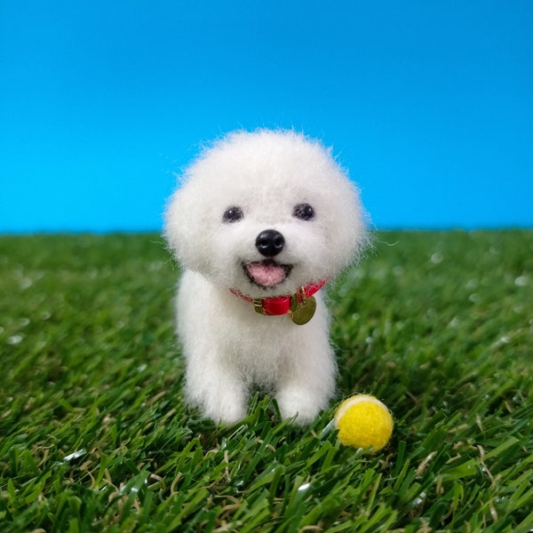 Miniatur Malteser, Puppenhaus kleiner Hund, benutzerdefinierte Haustier Portrait gefilzt Hund, Miniatur Haustier Portrait Hund