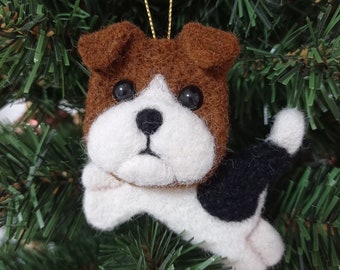 Needle Felted Fox terrier Christmas Tree Ornament, Christmas ornaments, Dog Christmas Décor, Gift for Dog Owners, Fox terrier Lovers Décor