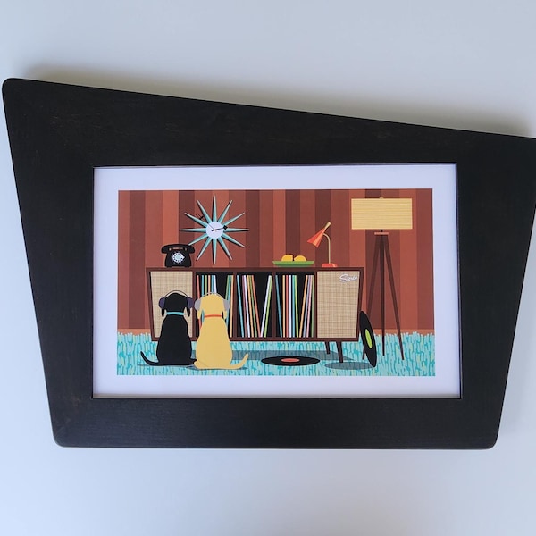 Mid Century Modern, Straight Slant, Wood Picture Frame, MCM, 5x7, 8x10, 11x14, 11x17, Wood, Unusual, Wall Decor, Atomic, Minimalist, Wedding